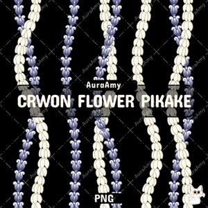 Vertical Crown Flower Pikake Lei Png, Tropical Flower Png, Lei Pattern Digital Download, Seamless Pattern, PNG File