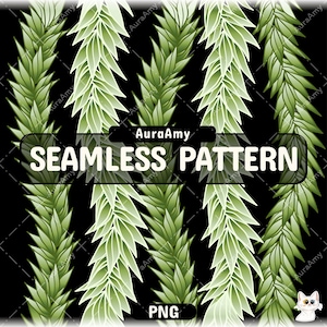 Vertical Maile Lei Png, Curve Tropical Flower Png, Lei Pattern Digital Download, Seamless Pattern, PNG File