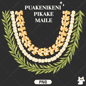 Puakenikeni Pikake Maile Lei Png, Triple Lei Png, Curve Pattern Digital Download, PNG File