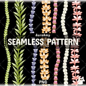 Pakalana Maile Crown Flower Puakenikeni Lokelani Pikake Plumeria Lei Png, Tropical Flower Png, Digital Download, Seamless Pattern
