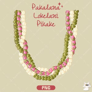 Pakalana Lokelani Pikake Lei Png, Twist Flower Lei Png, Digital Download, PNG File