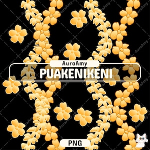 Vertical Puakenikeni Lei Png, Curve Flower Digital Download, Seamless Pattern, PNG File