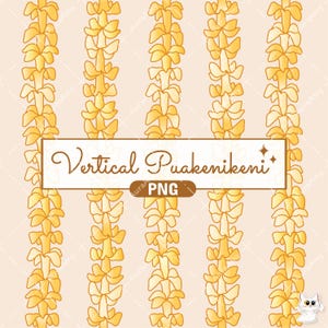 Vertical Puakenikeni Lei Png, Tropical Flower Png, Outline Pattern Digital Download, Seamless Pattern, PNG File