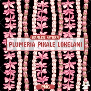 Vertical Plumeria Pikake Lokelani Lei Png, Tropical Flower Png, Lei Pattern Digital Download, Seamless Pattern, PNG File