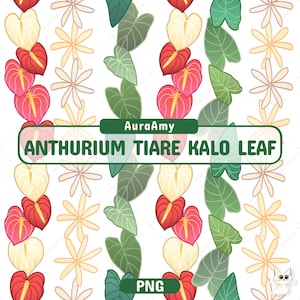 Anthurium Tiare Kalo Leaf Png, Lei Digital Download, Seamless Pattern, PNG File