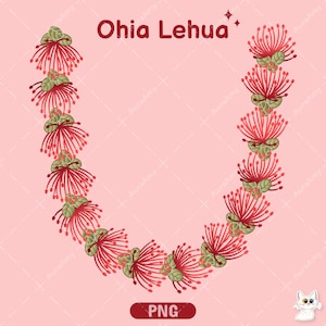 Ohia lehua Lei Png , Curve Flower Digital Download, PNG File