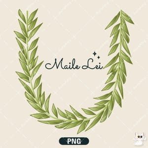 Maile Lei, Tropical Leaf Cut File, Digital Download, SVG PNG File