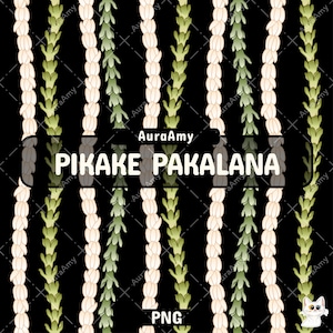 Vertical Pikake Pakalana Lei Png, Tropical Flower Png, Curve Lei Pattern Digital Download, Seamless Pattern, PNG File