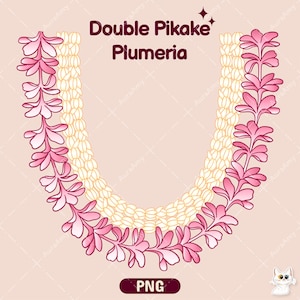 Plumeria And Double Pikake Lei Png, Flower Lei Png, Curve Pattern Digital Download, PNG File