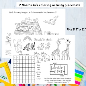 Noah&#39;s Ark Coloring Placemats: Sunday School Activity (PDF)