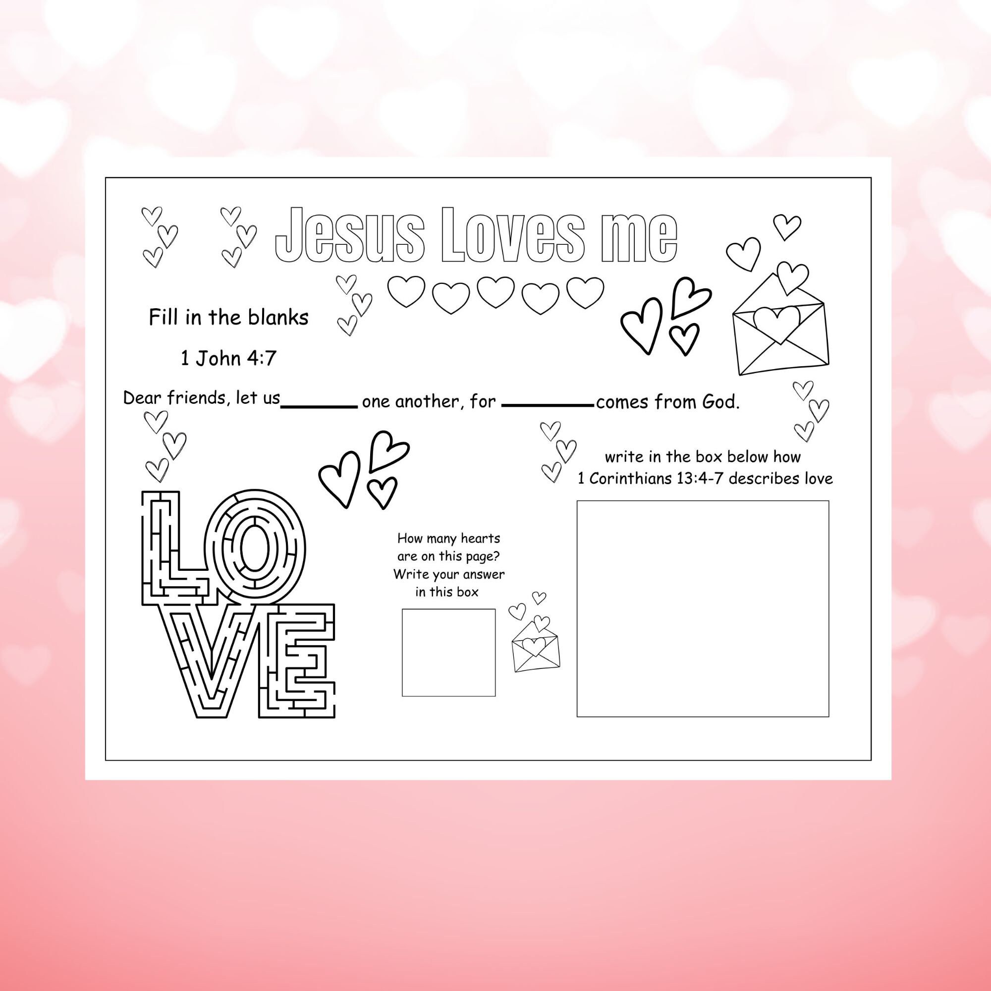 Christian Valentines Printable Placemats, Sunday School Valentines ...
