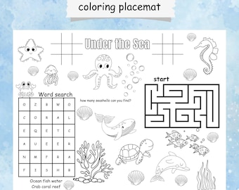 Under the Sea Activity Placemat: Kids Coloring Page (PDF)