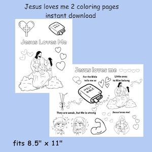 Jesus Loves Me Coloring Pages: Sunday School Bible Activity , instant download