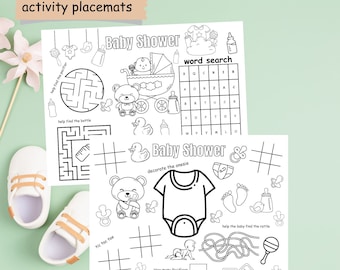 Baby Shower Coloring Placemats: Kids Games & Activities (PDF)