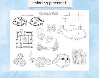 Under the Sea Activity Placemat: Ocean Coloring Page (PDF)
