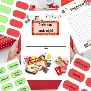 Christmas Movie Night Bundle, Printable Movie Posters and Tickets, instant download