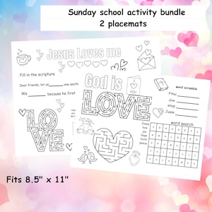 Christian Coloring Placemats: Sunday School Bible Activity (PDF)