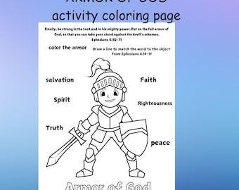 Página para colorir da Armadura de Deus: Lição Bíblica da Escola Dominical (download em PDF)