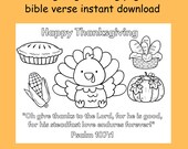 Christian Thanksgiving Coloring Placemat: Bible Verse Activity, coloring for kids, instant Download