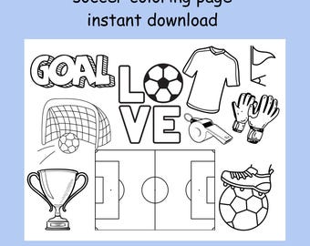 Soccer Coloring Page for Kids: Soccer Theme Party favor (Instant Download)