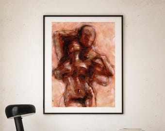 Abstract Embrace of Couple print Sensual Art for Bedroom