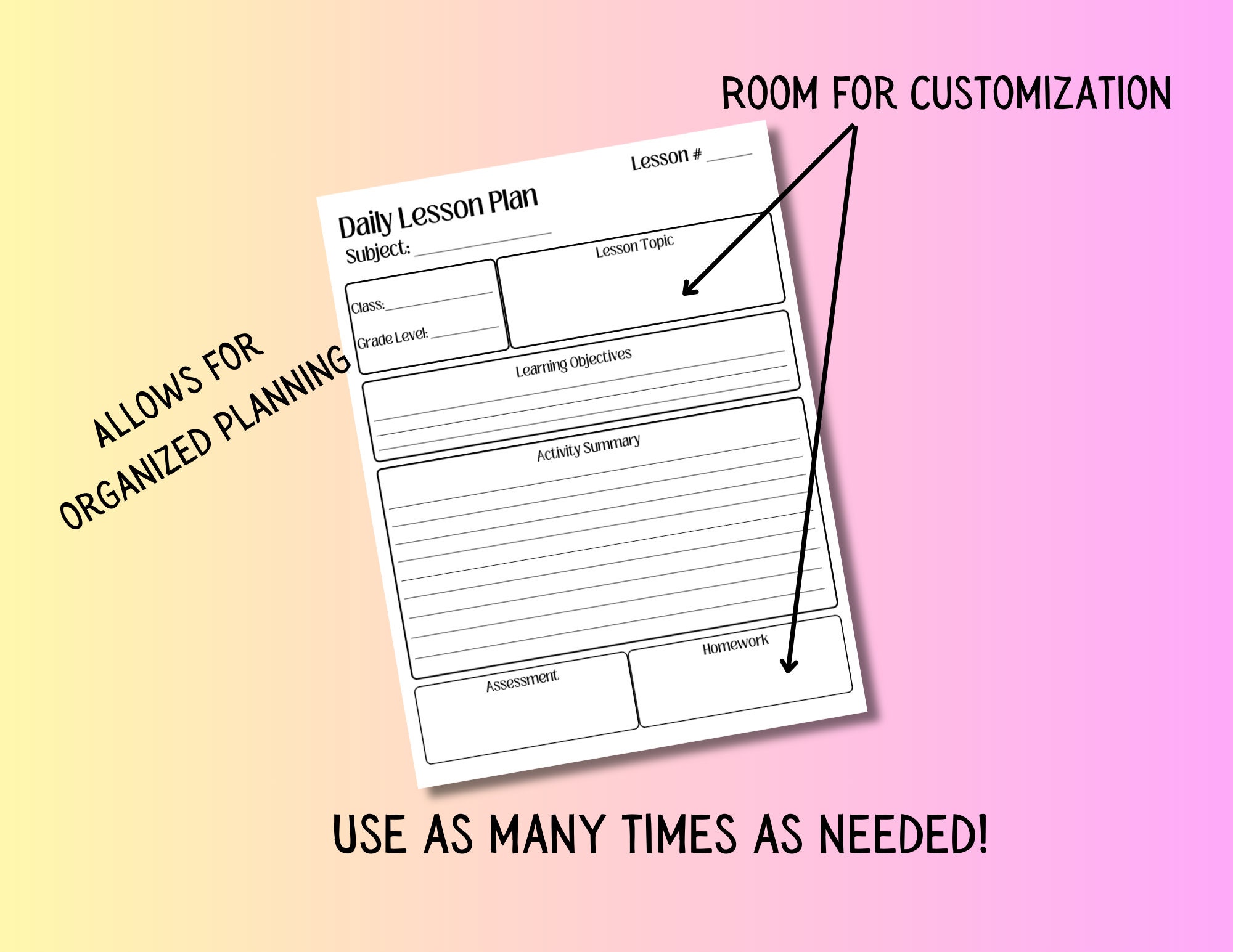 Simple Printable Lesson Plan Bundle Teacher Resource - Etsy