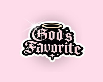 God's Favorite Gothic Faith Waterproof Vinyl Sticker, Laptop Sticker, Water Bottle Sticker