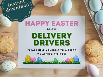 Happy Easter Delivery Driver Treat Basket Sign - Printable