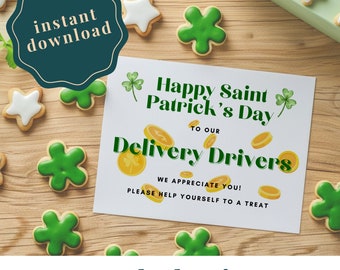 St. Patrick's Day Leckerlikorb Schild für Lieferfahrer