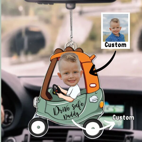 Personalisiertes Auto-Fotoornament – Drive Safe – individuelles Fotoornament, Geschenk für Papa, neuen Vater, neue Mutter, neuen Opa, neue Oma_ 02