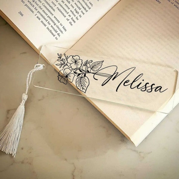 Custom Birth Flower Bookmark for Women: Personalized Floral Design with Tassel, Acrylic Name Bookmark  Unique Aesthetic Gift with Tassel_ 16