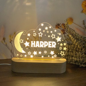 Personalized Kids' Night Light: Moon, Stars & Butterflies or Rainbow - Customize with Name for Bedroom Decor_10