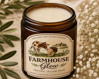 Biologische 100% grasgevoerde talgbalsem | Natuurlijke vochtinbrengende crème, Botanische producten voor de huid, Gevoelige huidverzorging, Niet-giftige holistische lotion, Handgemaakt cadeau