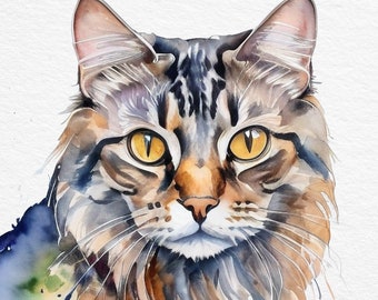 Watercolor Pet Painting, Custom Pet Portrait From Photo, Watercolor Cat Portrait, Pet Portrait Illustration