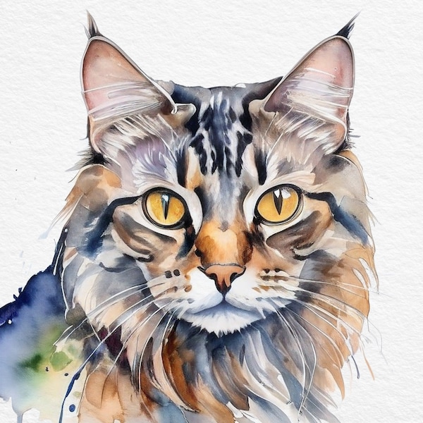 Watercolor Pet Painting, Custom Pet Portrait From Photo, Watercolor Cat Portrait, Pet Portrait Illustration