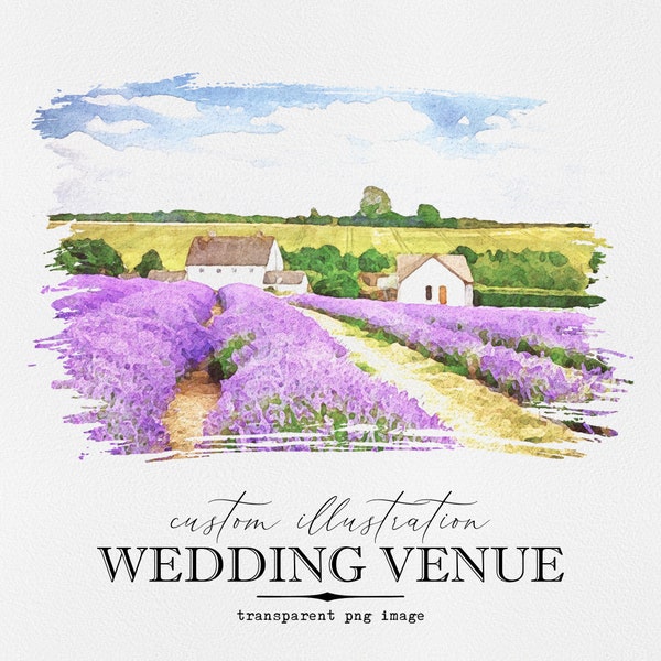 Custom Watercolor Wedding Venue Illustration, Digital Watercolor Wedding Venue Gift, Custom Digital Illustration