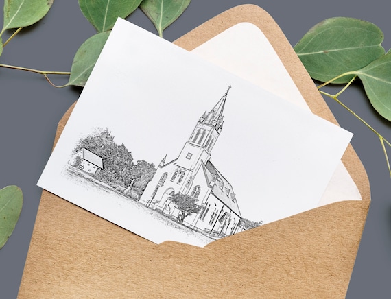 Custom Wedding Venue Illustration, Wedding Venue Sketch Invitation, Illustrated Venue Drawing Wedding Invite