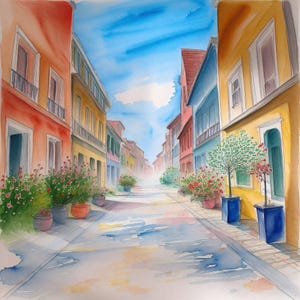Watercolor City Street Art, Custom Urban Painting Based on Photo, Personalized Cityscape Illustration, Custom Watercolor Artwork