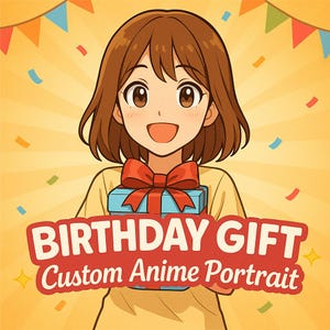 Cadeau d&#39;anniversaire Portrait anime personnalisé - Dessin numérique des personnages à partir d&#39;une photo