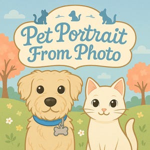 Gepersonaliseerde cartoon huisdier portret, aangepaste cartoon huisdier portret, hond cartoon portret kat, kunst aan de muur voor huisdierliefhebbers cadeau
