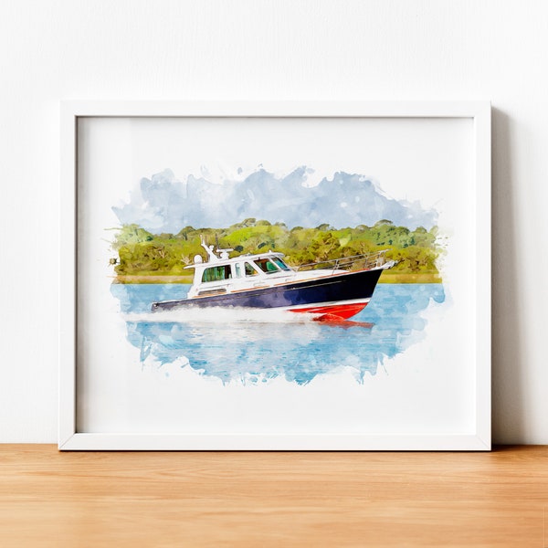 Custom watercolor yacht portrait, Gifts for boyfriend, Custom painting from photo, Fathers Day gifts, Boat painting from photo, Gift for him