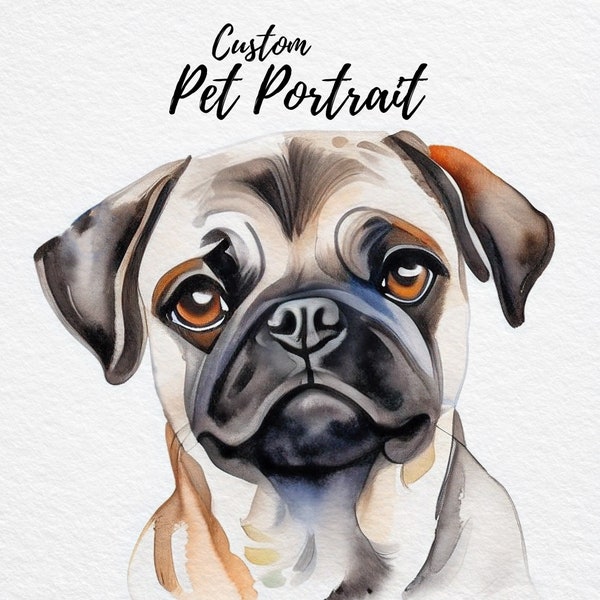 Custom Pet Portrait From Photo, Watercolor Pet Painting, Watercolor Dog Portrait, Pet Portrait Illustration