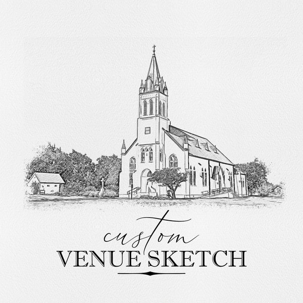 Custom Wedding Venue Illustration, Wedding Venue Sketch Invitation, Illustrated Venue Drawing Wedding Invite