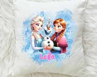 Personalised Frozen Cushion Gift 40 x 40 Soft Cushion Elsa And Anna Bedroom Gift Olaf