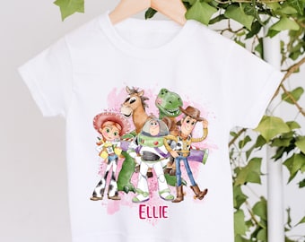 Children's Personalised Toy Story T-Shirt Boys Girls Unisex Kids Clothing Bullseye Rex Jessie Buzz Woody