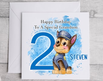 Personalised Chase 6 x 6 Birthday Card Choose Name Relation Age