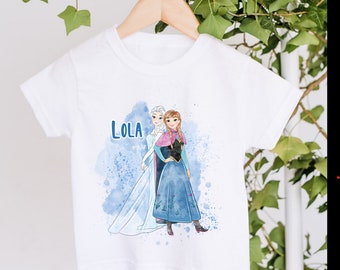 Children's Personalised Frozen Elsa And Anna T-Shirt Boys Girls Unisex Kids Clothing