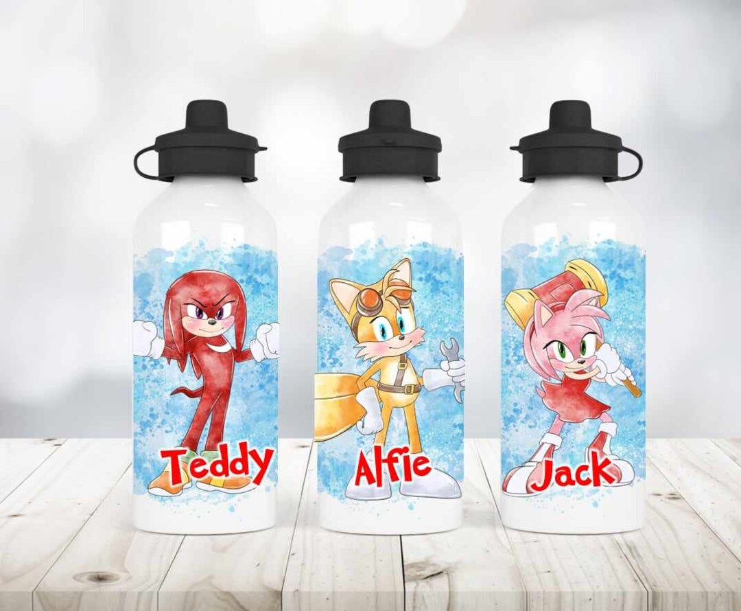 Personalised Sonic the Hedgehog Water Bottle School Bottle Gift 400ml ...