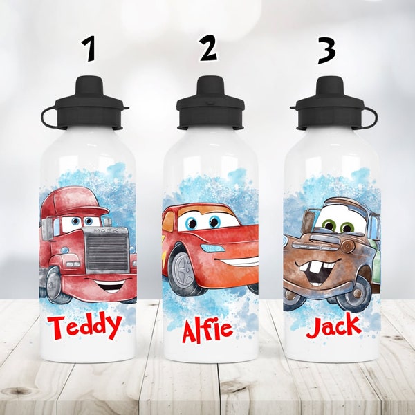 Personalised Cars Water Bottle School Bottle Gift 400ml 600ml Aluminium Sports Bottle Lightning McQueen Mater Mack