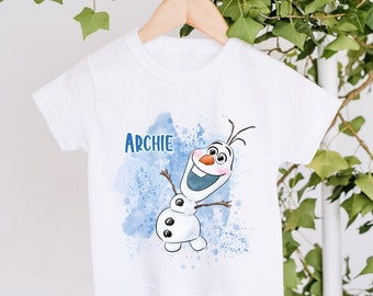 Children's Personalised Frozen Olaf T-Shirt Boys Girls Unisex Kids Clothing